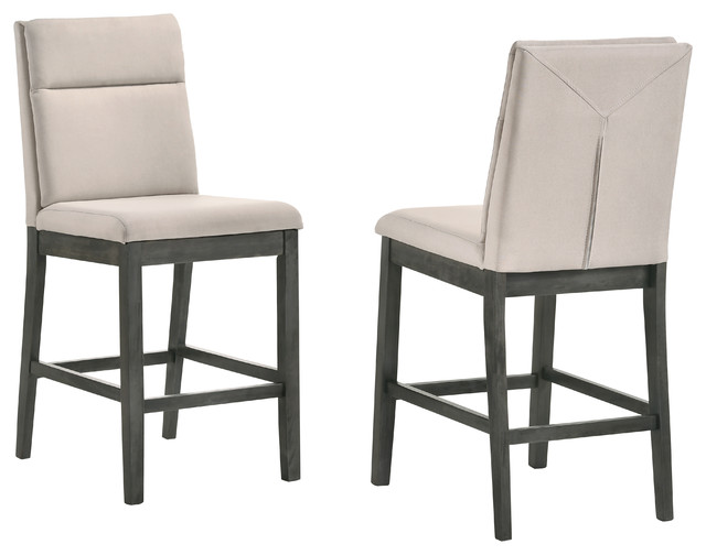 Rustic Beige Upholstered Counter Height Dining Chair Set Of 2