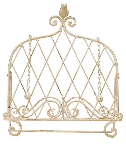Decorative Metal Cookbook Holder With Bird, Cream Finish Cookbook