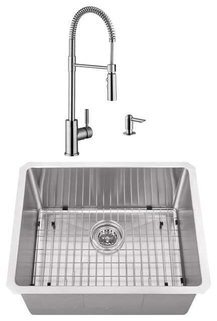 23 Radius Corner Stainless Steel Bar And Prep Sink And Industrial Faucet