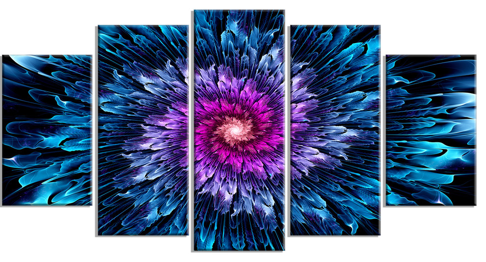 "Magical Glowing Fractal Flower" Digital Metal Wall Art, 60"x32" 5