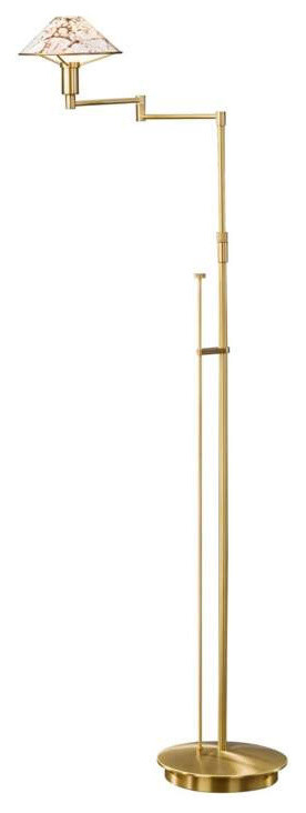 Aging Eye Glass Shade Swing Arm Floor Lamp