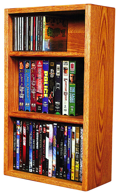 Solid Oak Desktop Or Shelf For Cd'S And Dvd'S/ Vhs Tapes