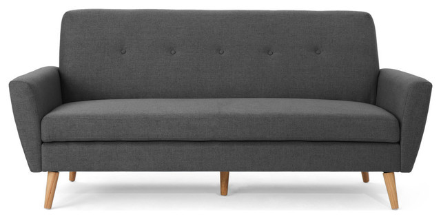 GDF Studio Doris Mid Century Fabric Couch, Dark Gray