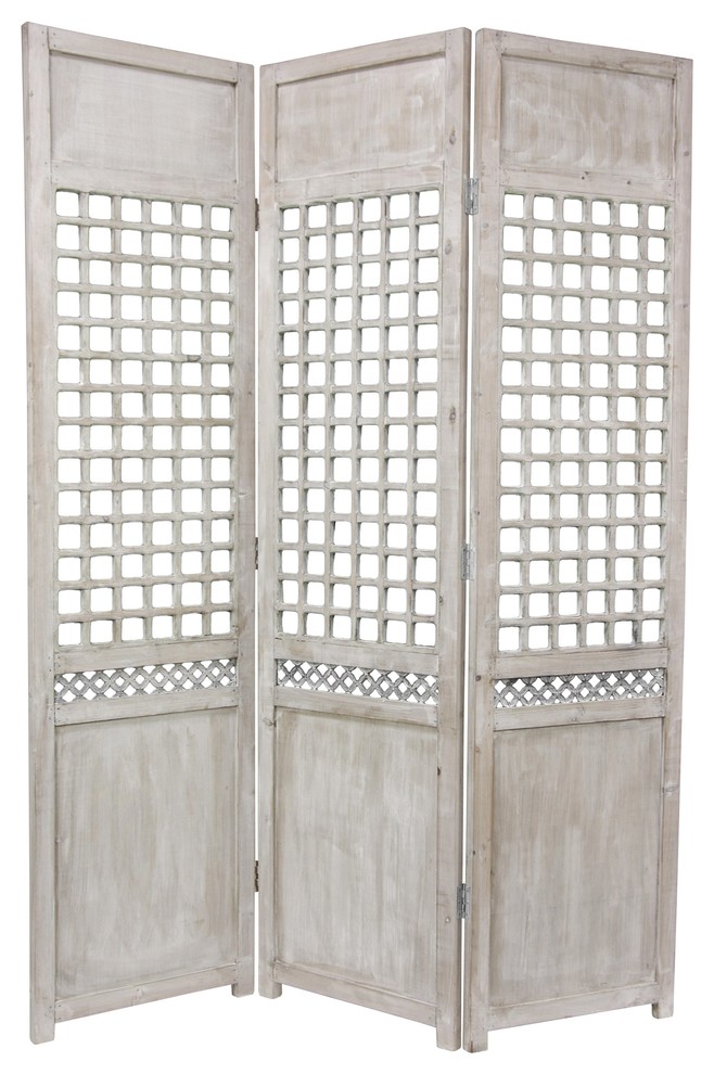 6' Tall Open Lattice Room Divider Farmhouse Screens And Room