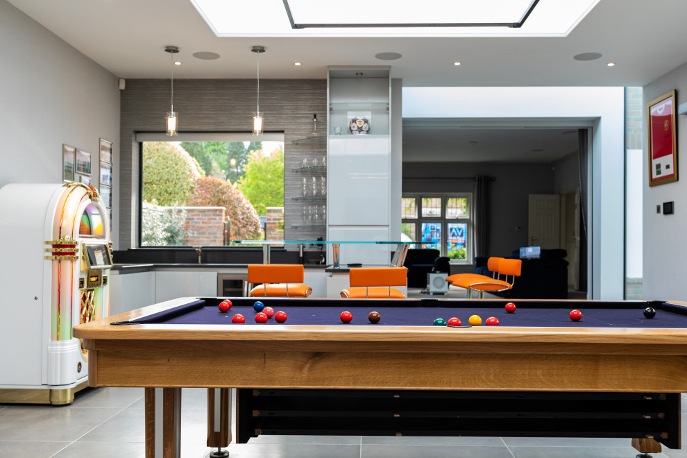 Contemporary family room in London.