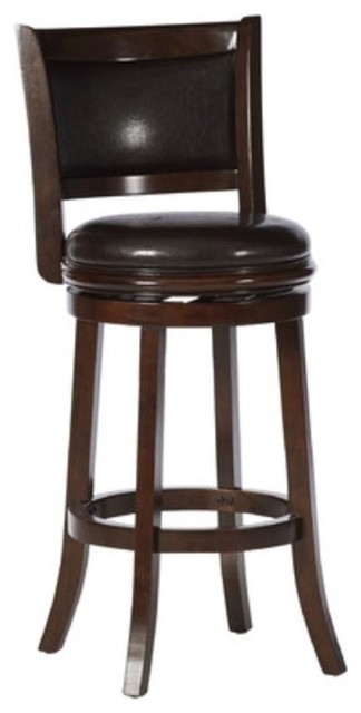 Bowery Hill 30" Contemporary Wood Swivel Bar Stool in Cappuccino