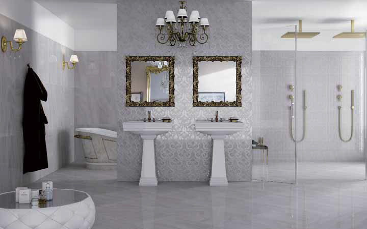 Example of a transitional bathroom design in New York
