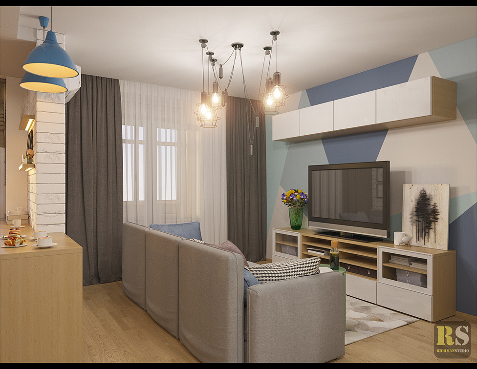 Дизайн интерьера "двушки" 46м2 в Скандинавском стиле для молодой пары