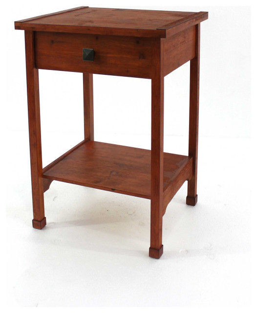 24" Brown End Table With Drawer And Shelf Transitional Side Tables
