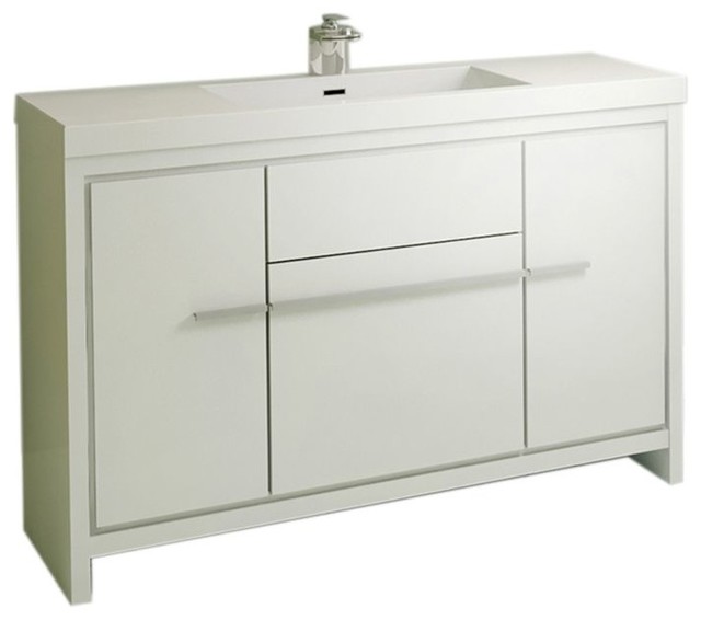 Greenville 48" Single Modern Bathroom Vanity in White With Mirror