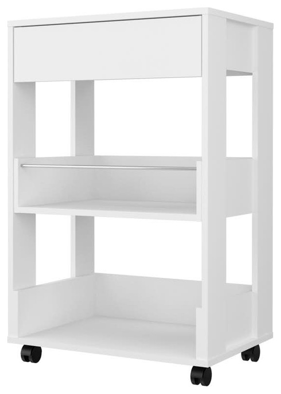 Lindon MDF Midcentury Modern Kitchen Rolling Cart Transitional