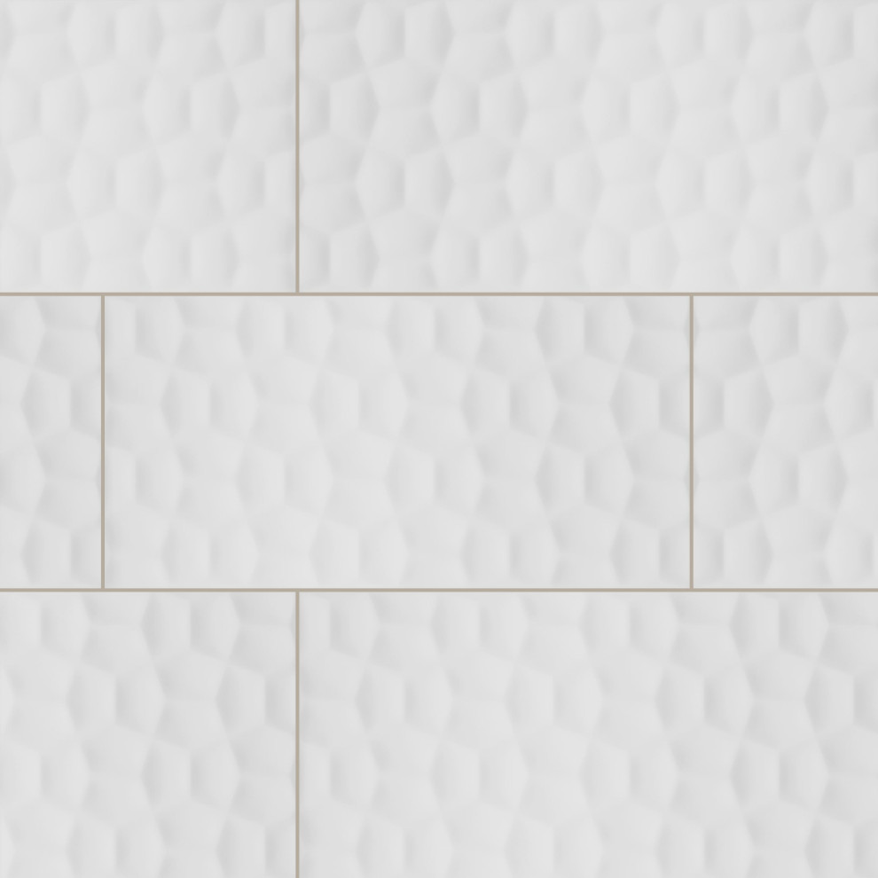 Adella Viso White 12x24 Matte Ceramic Tile Traditional Wall And