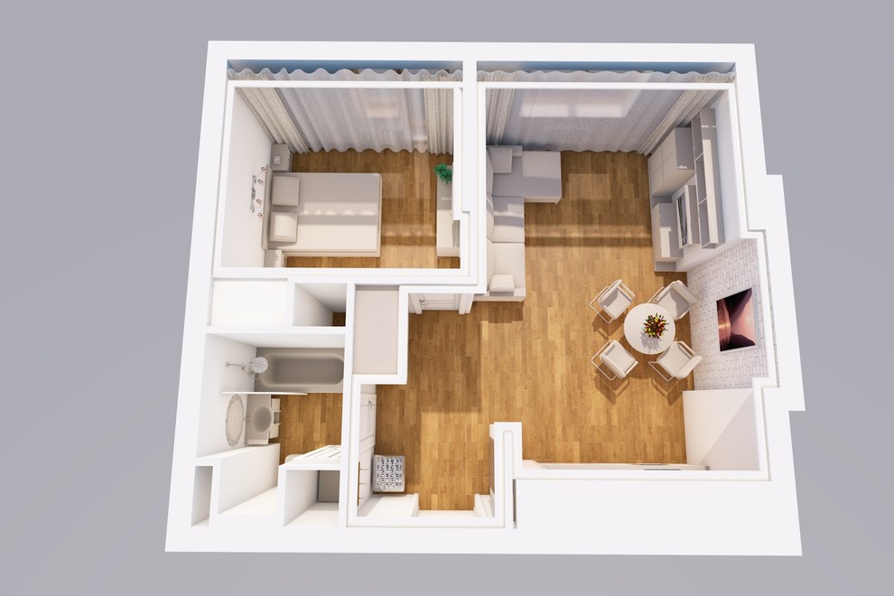 Планировочное решение однокомнатной квартиры в ЖК "Видный берег"