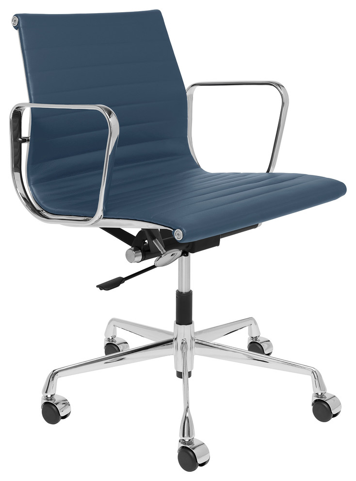 SOHO Premier Ribbed Management Chair, Italian Leather Contemporary