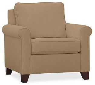 Cameron Roll Arm Upholstered Armchair, Polyester Wrap Cushions, Brushed Canvas W
