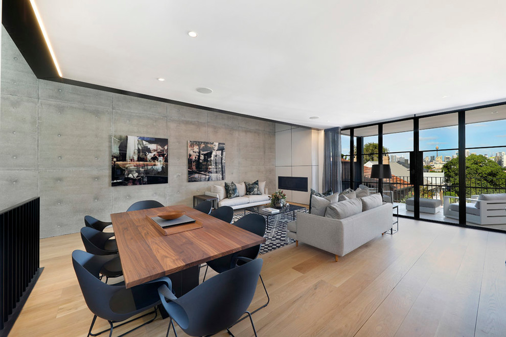 Design ideas for a contemporary living room in Sydney.