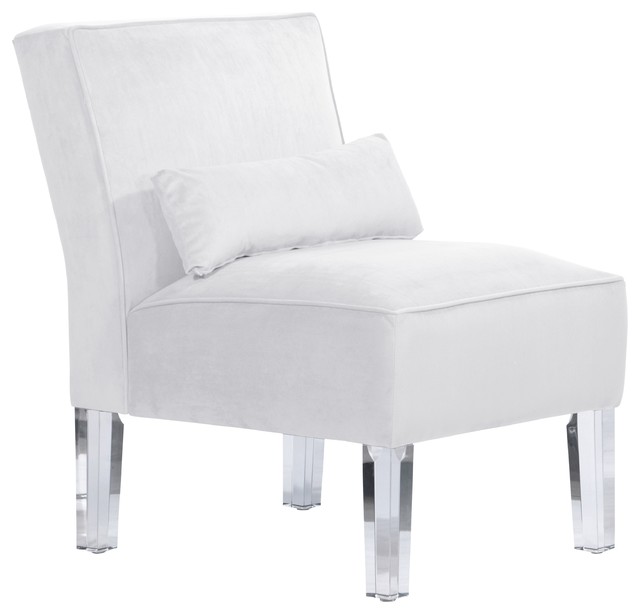 Armless Chair Velvet White Contemporary Armchairs And Accent   Contemporary Armchairs And Accent Chairs 