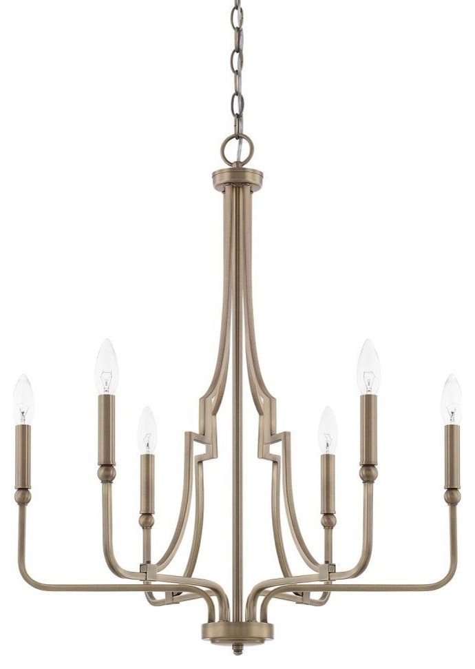 Capital Lighting Dawson 6-LT Chandelier 419361AD - Aged Brass