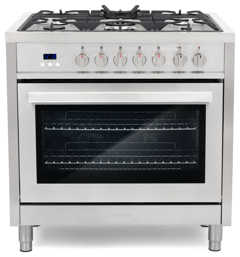 Cosmo 36" Dual Fuel Range (F965) Pro Style Modern Stainless Steel, 36", Natural Gas