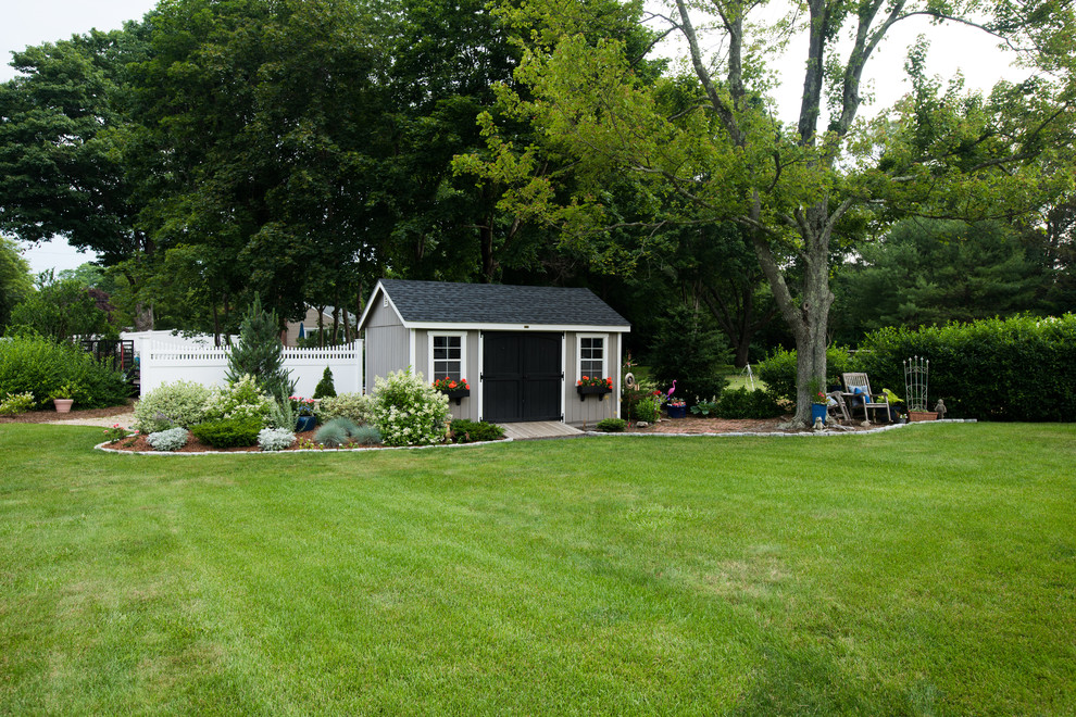 Inspiration for a large timeless detached garden shed remodel in Bridgeport