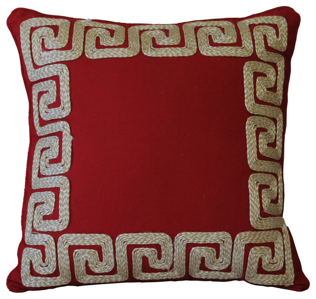 Am Home Red Greek Key Border Pillow 20 X20 Contemporary Am Home Red Greek Key Border Pillow