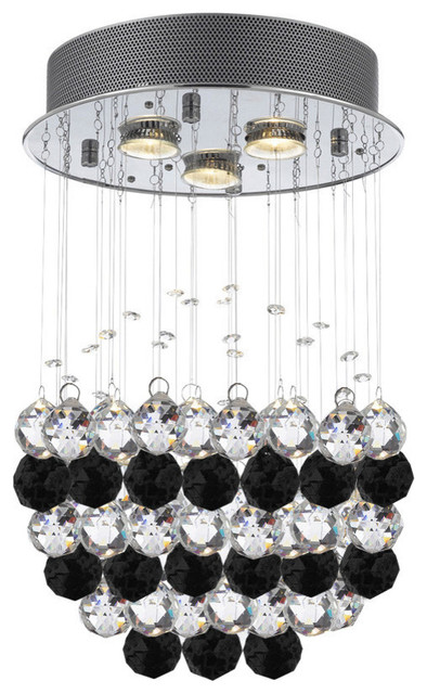Modern Crystal Raindrop Flush Chandelier With Faceted Black Modern Crystal Raindrop Flush Chandelier With Faceted Black Contemporary Chandeliers By Gspn