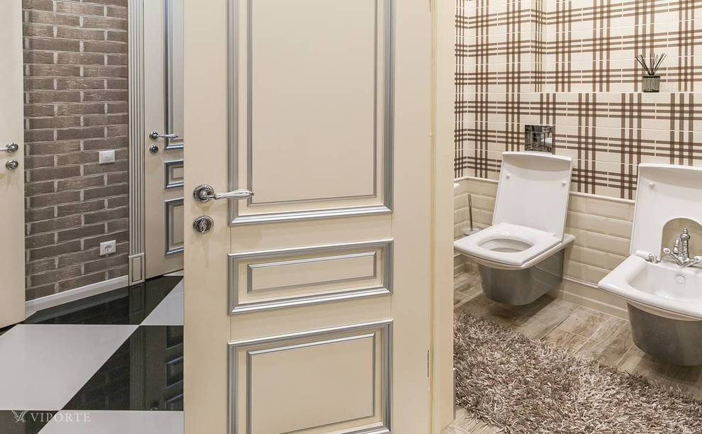 Дверь из массива бука Рим в интерьере "В тауповых тонах"