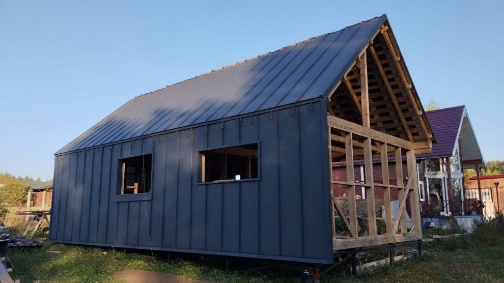 Проект каркасного гостевого дома с баней в Подмосковье