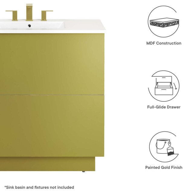 Quantum 36" Bathroom Vanity Cabinet (Sink Basin Not Included) - Gold