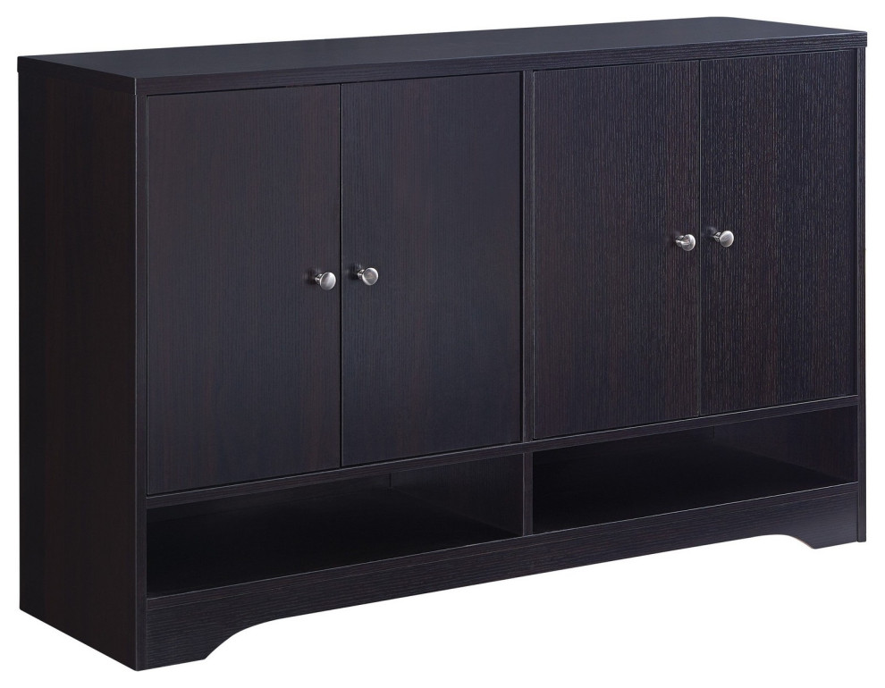 2 Double Door Wooden Storage With Round Knobs, Dark Brown