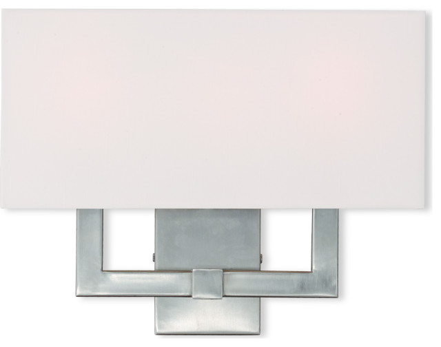 Hollborn Wall Sconce - Brushed Nickel, Hand Crafted Off-White Fabric Hardback Sh