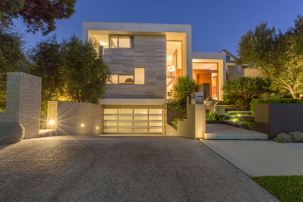 Design ideas for a contemporary two-storey exterior in Perth.