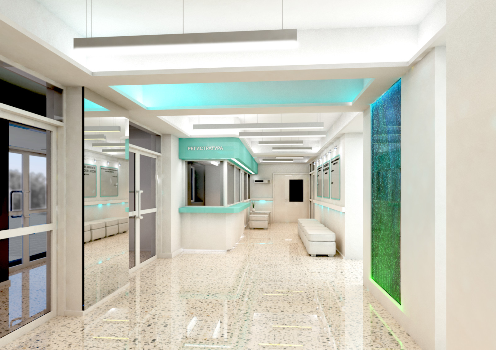 Интерьеры входных групп корпуса ЛКК -Институт мозга человека им. Н.П. Бехтеревой