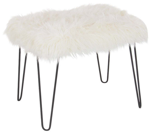 Benzara Posh Metal Fur Black Stool - Midcentury - Vanity Stools ... Benzara Posh Metal Fur Black Stool - Midcentury - Vanity Stools ...