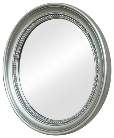 Silver Oval Bevelled Frame Wall Mirror 33.5cm x 38.5cm