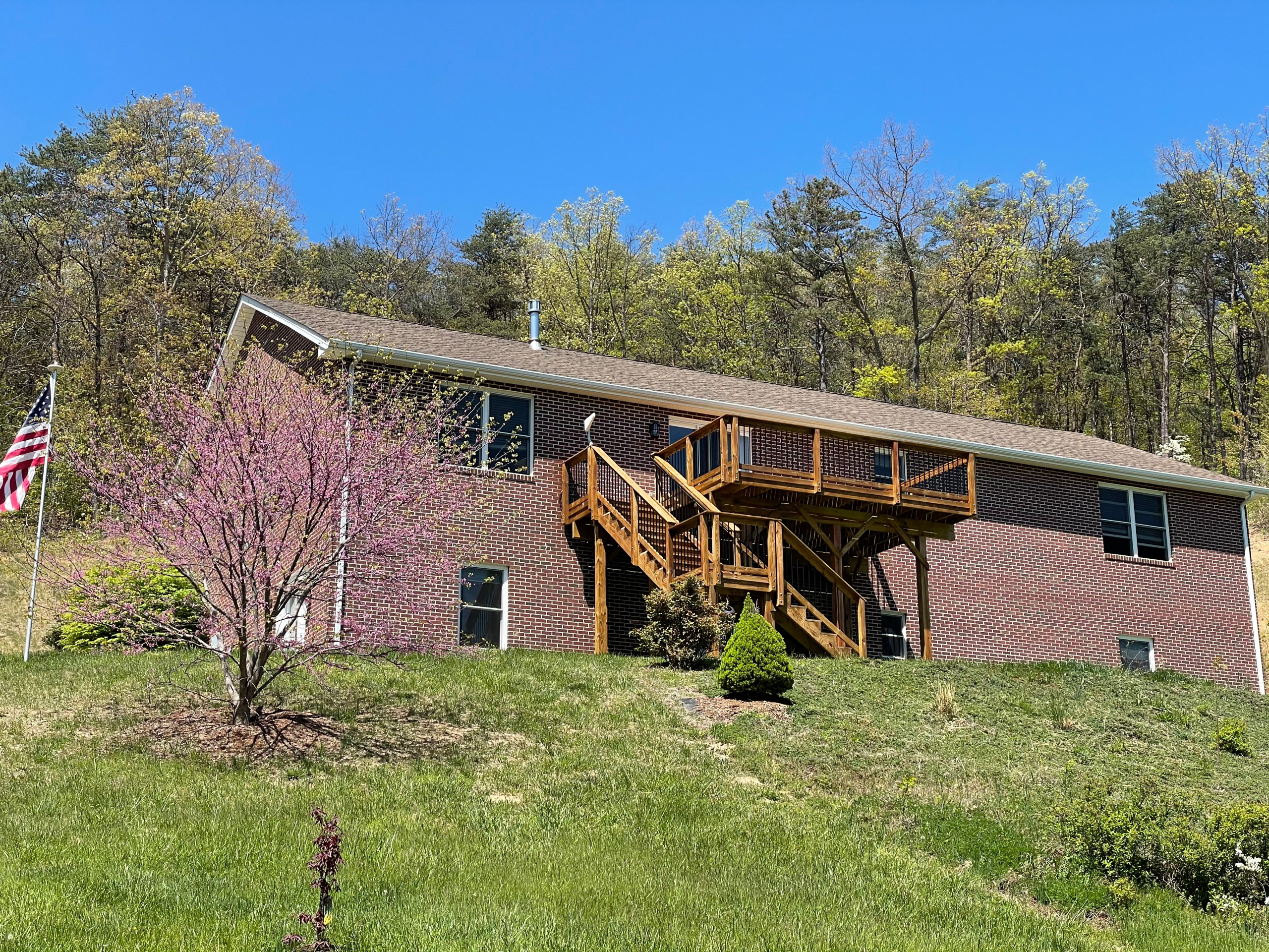 Deck stain and gutters power wash