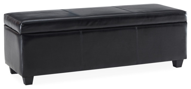 48" Elegant Leather/Linen Rectangular Storage Ottoman - Transitional -  Footstools And Ottomans - by OneBigOutlet | Houzz