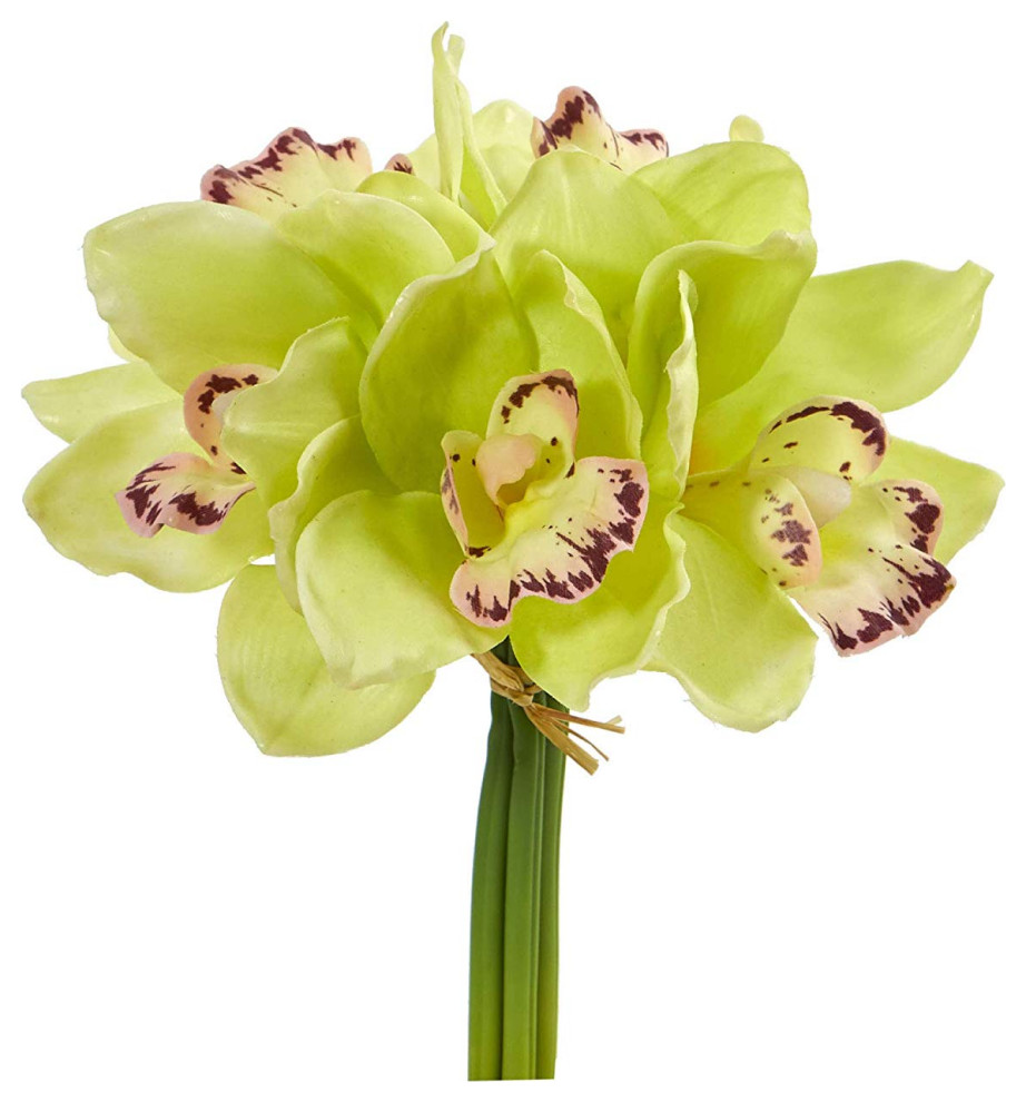 9" Cymbidium Orchid Artificial Flower Bundle (Set of 6)