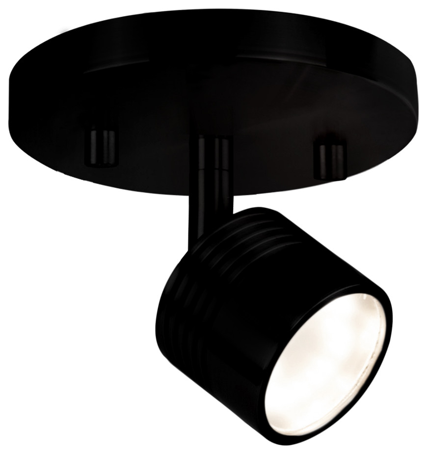 Lyra Track Light, Modern LED Fixed Track Fixture, Black, 5x5
