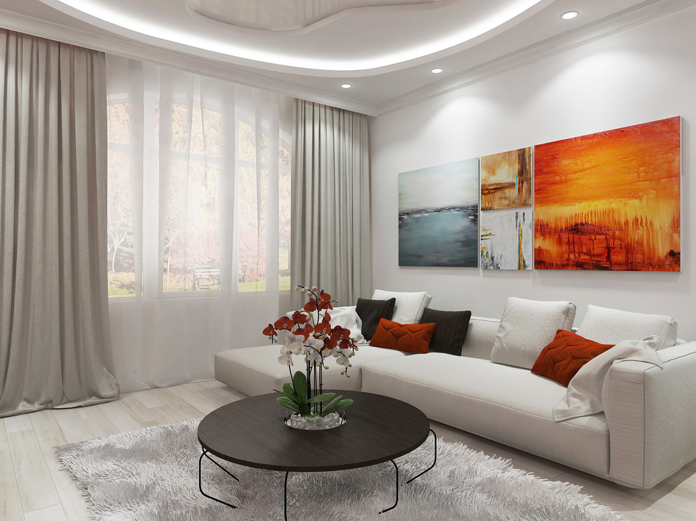 современная гостиная с камином