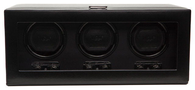 Heritage Triple Watch Winder With Cover In Black