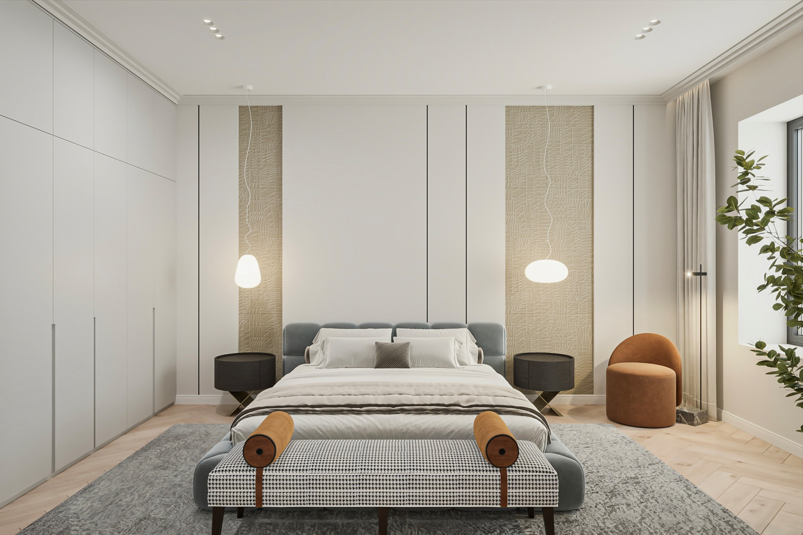 Современная спальня для яркой девушки