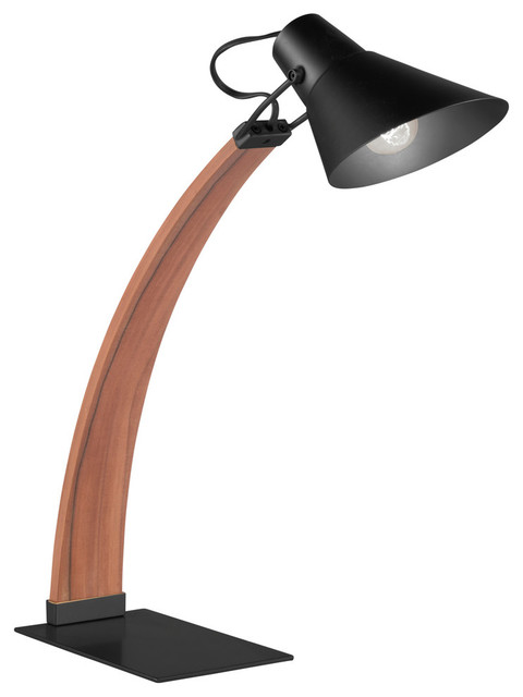 Lumisource Noah Table Lamp, Apple Wood and Black Metal