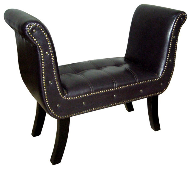 Dark Brown U Shape Bench Transitional Upholstered Benches By