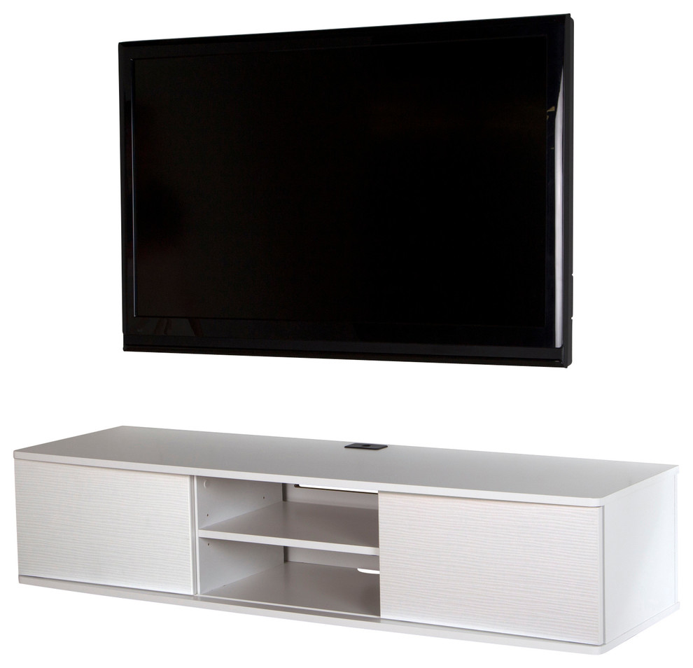 South Shore Agora 56 Wide Wall Mounted Media Console, Pure White