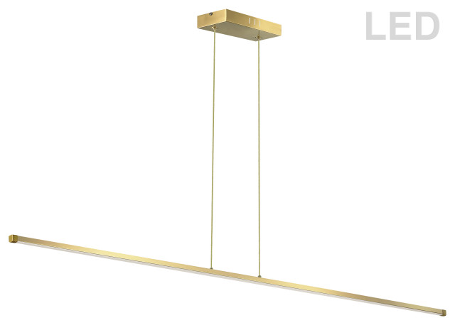 Aged Brass Modern Pendant With White Acrylic