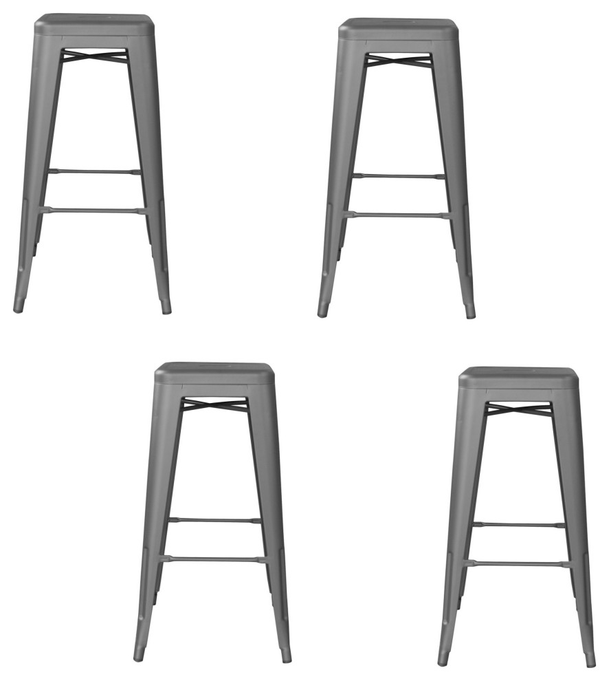 Amerihome Indoor/Outdoor 30" Metal Bar Stools, Set of 4 Modern Bar