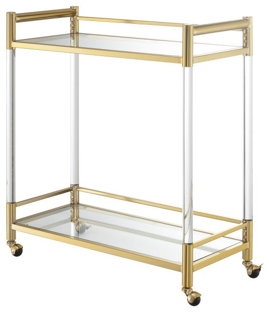 Royal Crest 2 Tier Acrylic Glass Bar Cart Contemporary Bar Carts