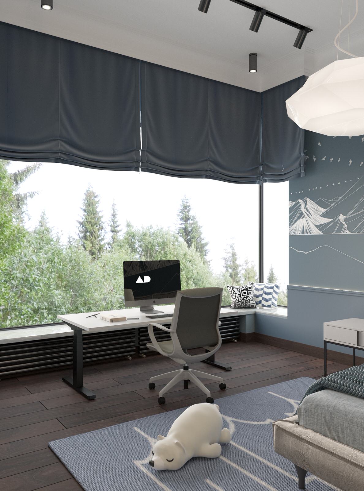 Интерьер двухэтажного загородного дома