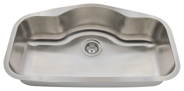 MR Direct 3219 Single Bowl Stainless Steel Sink, Basket Strainer, Both Light Cut